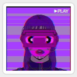 VHS Girl Glitch Sticker